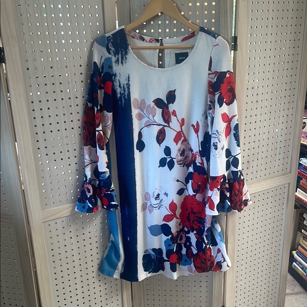 Anthropologie Maeve Anthousai Knit Bell Sleeve Mini Dress- size M